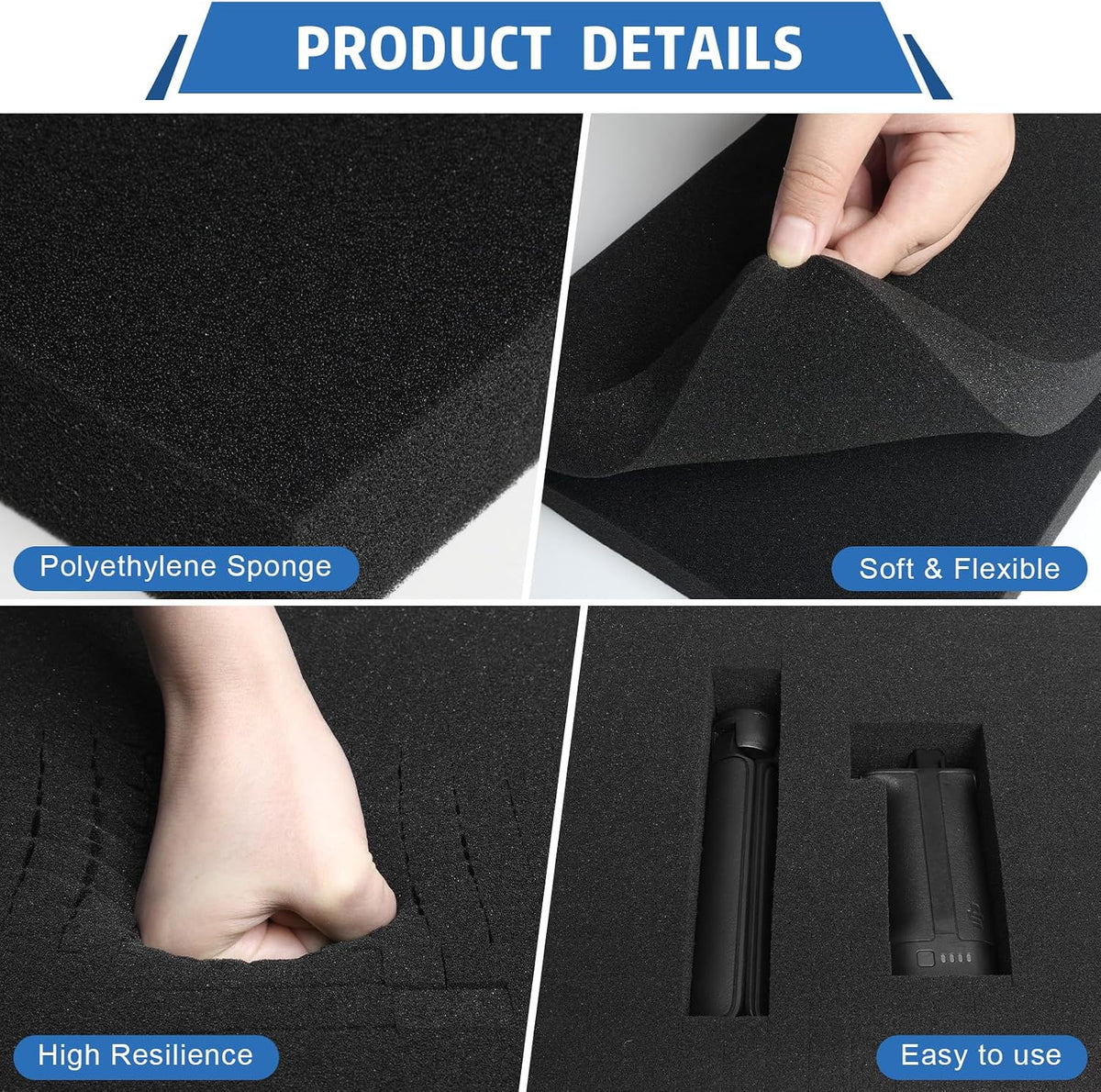 Pick and Pluck Foam Inserts, 4 Pcs 16 x 12 In, 2 Thick Polyurethane Foam