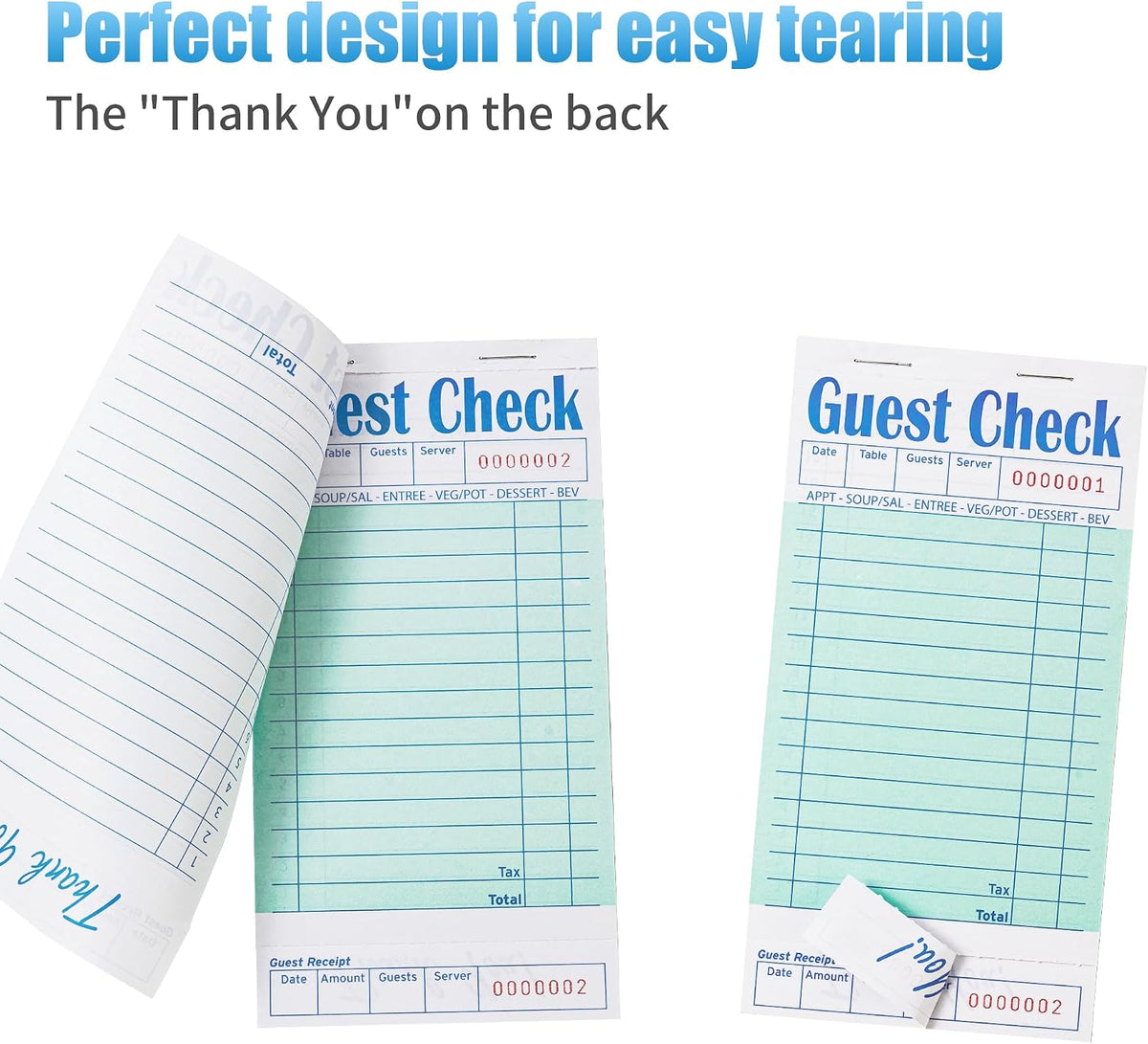 24 Pack Guest Checks Books for Servers Server Note Pads, Green