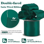 Hunter Green Satin Wired Ribbon 2.5 inch Continous 10 Yards