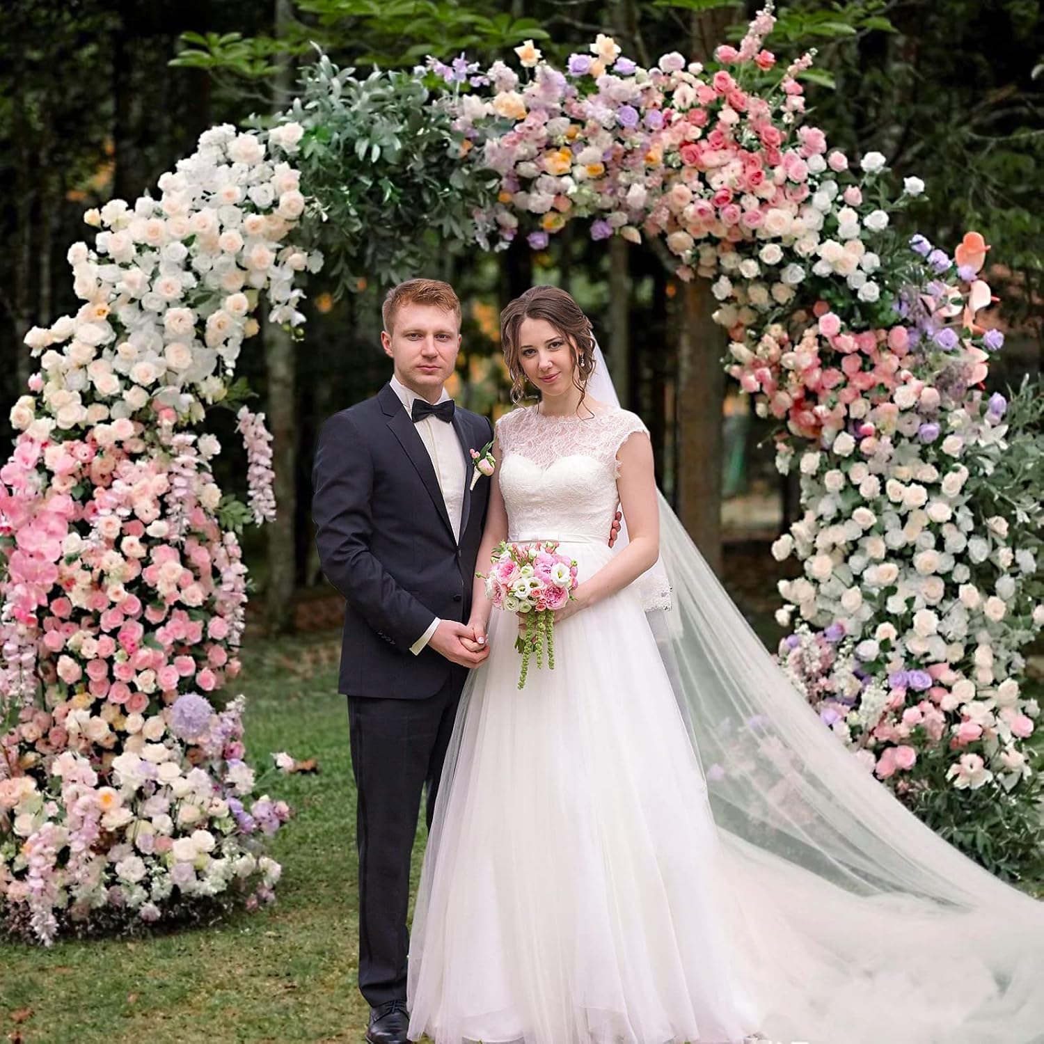 Wedding Arch 7.2FT Round Backdrop Stand Gold Circle Balloon Arch