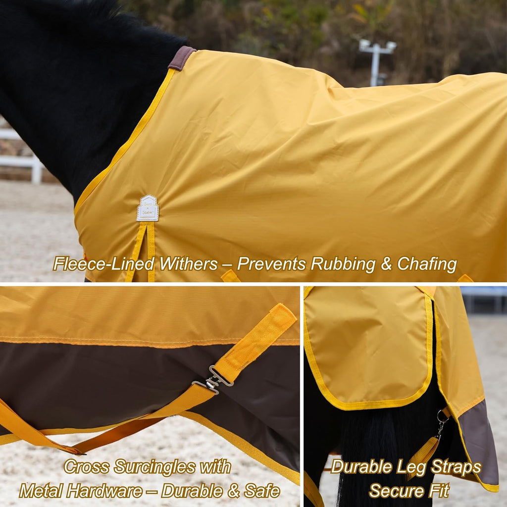 420D Ripstop Lightweight Horse Turnout Sheet, No Fill, Water-Resistant & Breathable Horse Blanket for Spring and Mild
