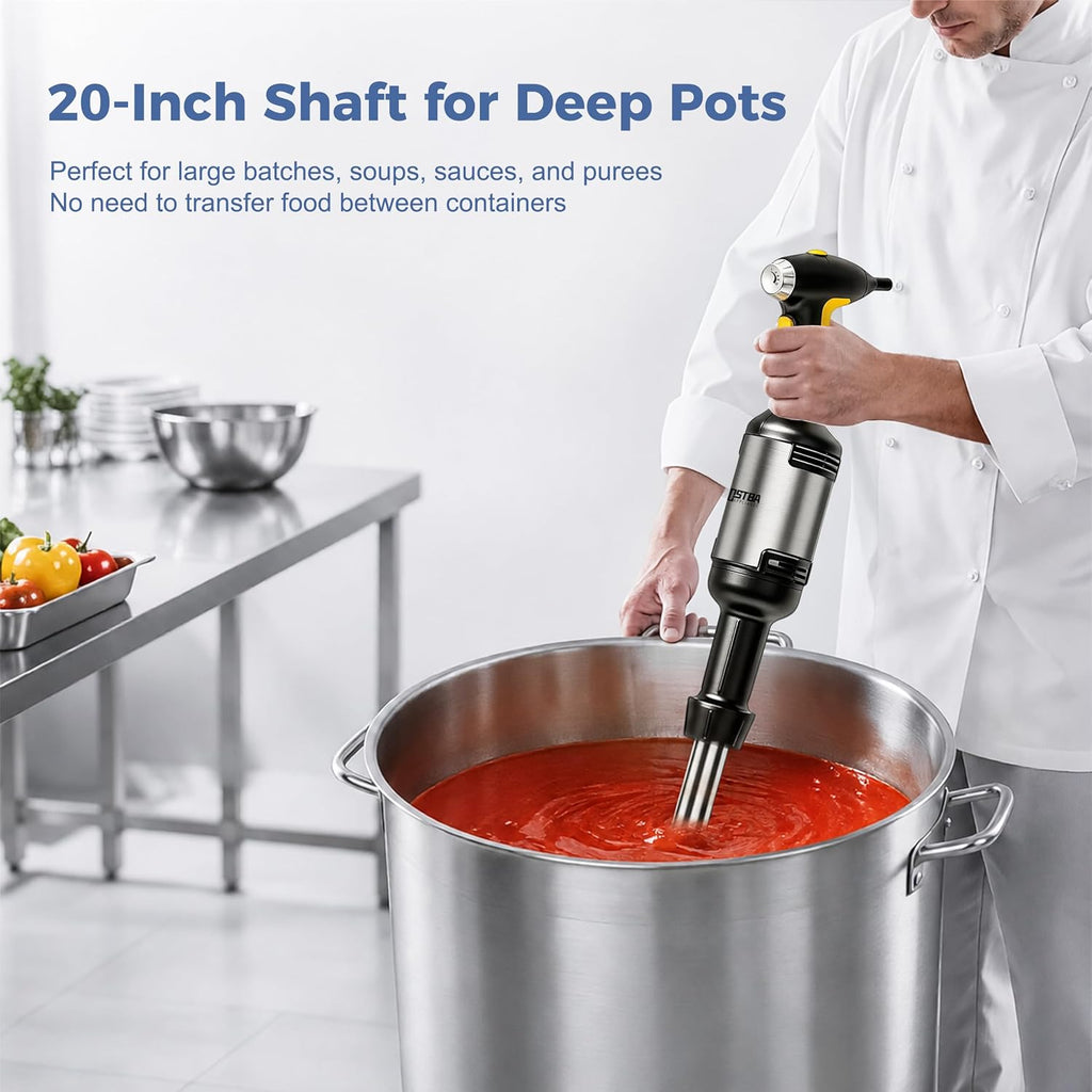 750W Commercial Immersion Blender, 20-Inch Variable Speed Hand Mixer