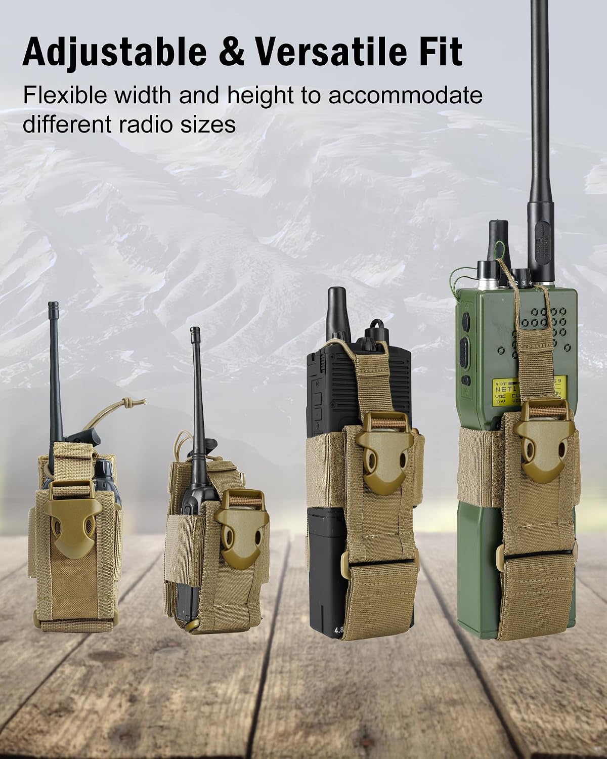 Radio Holster MOLLE Radio Pouch Universal Walkie Talkie Pouch | Horizontal & vertical carry for belt vest backpack