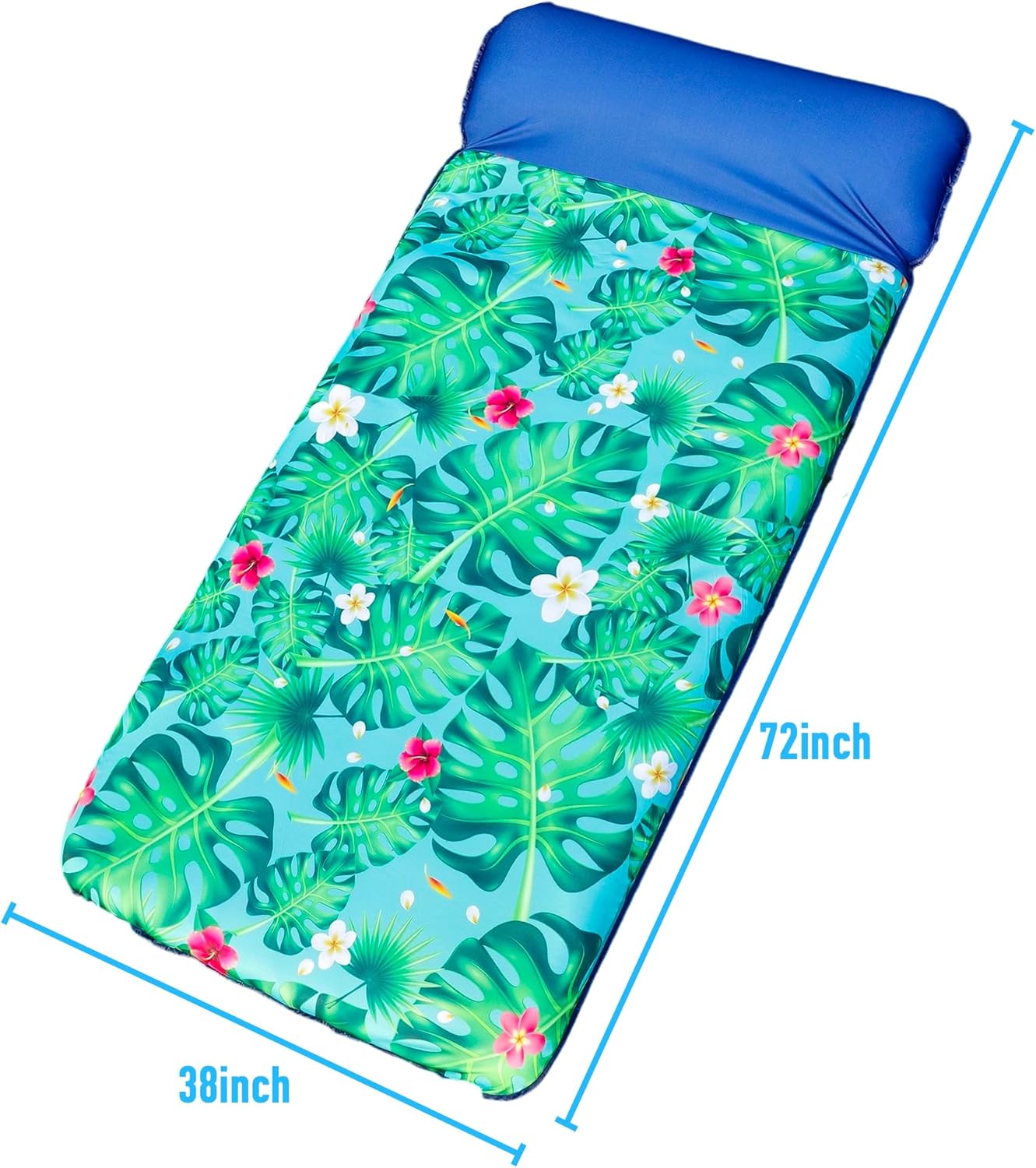 Oversized Pool Floats for Adults - 72" X 38" Extra Large Fabric Covered Inflatable Pool Lounger with Headrest, Pool
