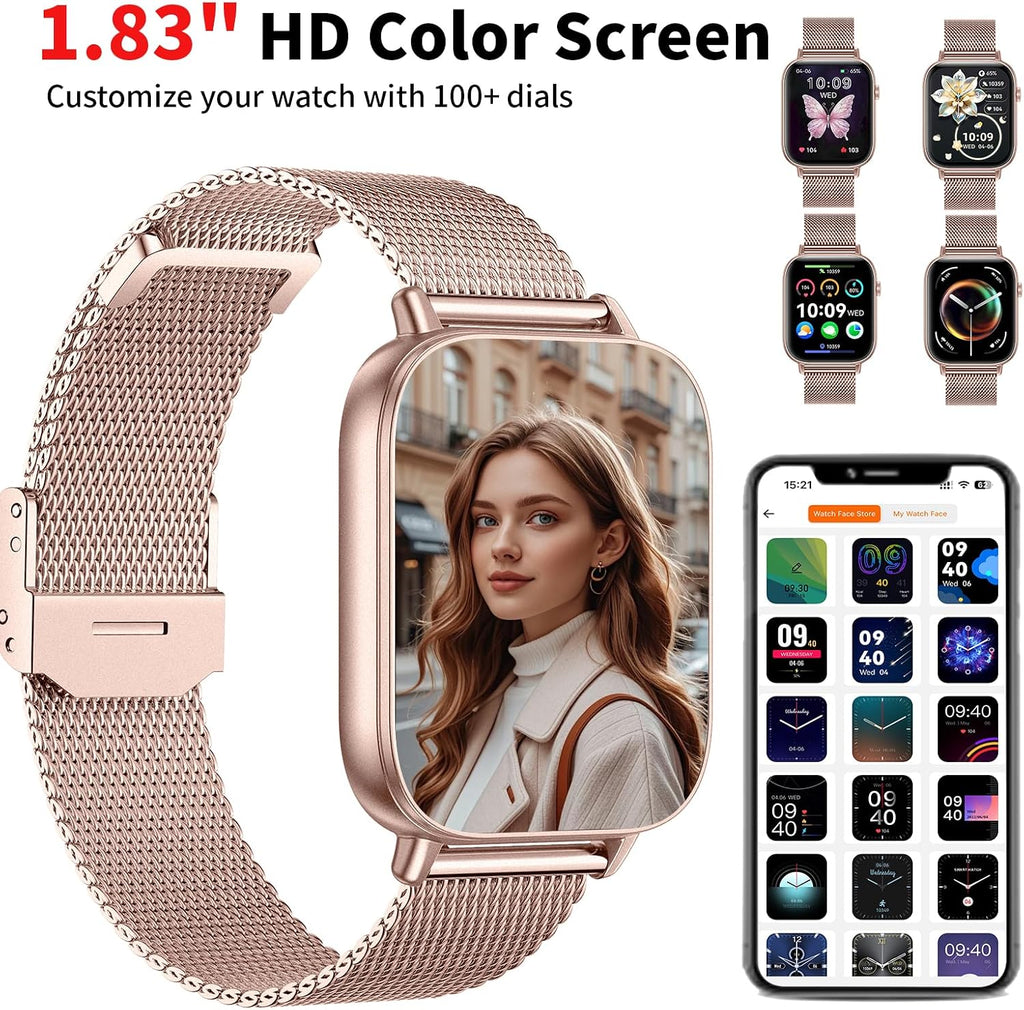 Smart Watch for Women,1.83" HD Smartwatches (Answer/Make Call), IP68 Waterproof Activity Fitness Tracker, HR, Sleep