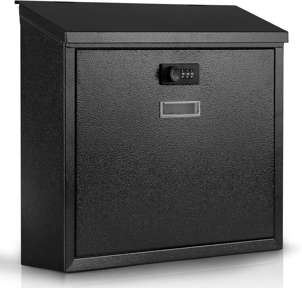 Mail Boxes with Combination Lock,Locking Mailbox Wall Mounted,Security Metal Mailbox Drop Box, Modern Large