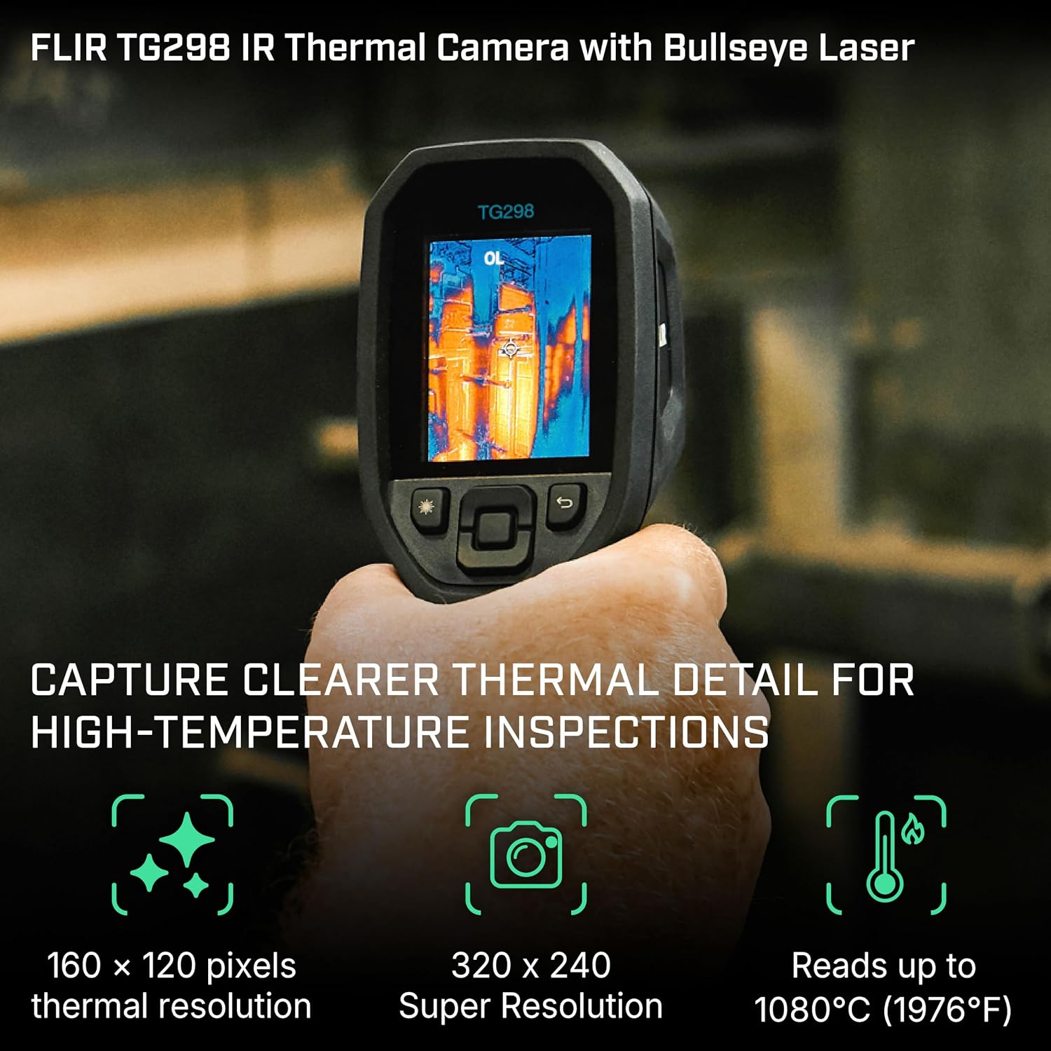 TG298 Thermal Imaging Camera, 320x240 High-Temp Spot IR, Laser