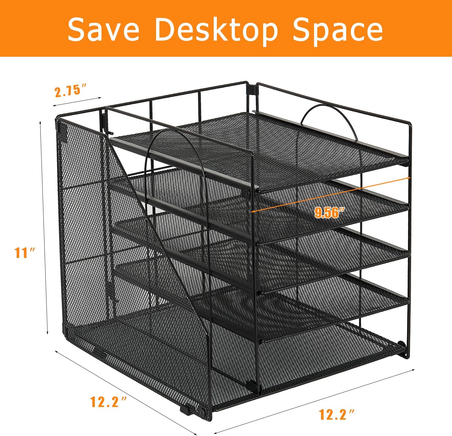Desk Organizers and Accessories, 5-Tier Paper Letter Tray Organizer with File Holder, Desktop Organizer for Office