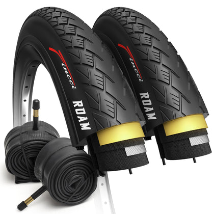 City 700x35c Bike Tire with 700c Bike Tube Schrader - Pair Foldable 700c Tires, 37-622 with 1 mm Puncture Proof