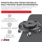 18" Black Standard Commercial Trash Can Dolly