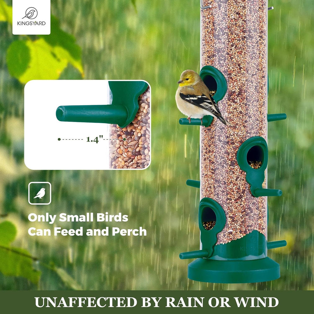 2 Pack Tube Bird Feeders for Outdoors Hanging, Premium Hard Plastic Bird Feeder with 6 Feeding Ports, Weatherproof &