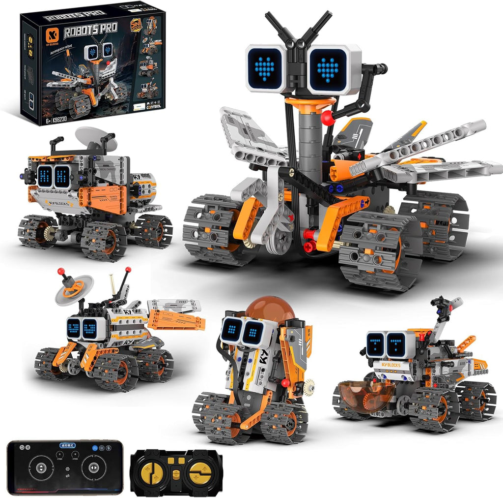 STEM Robotics Kit for Kids 8-12, APP & Remote Control Robot Building Kits | 5 in 1 RC & Programming Space Robot with