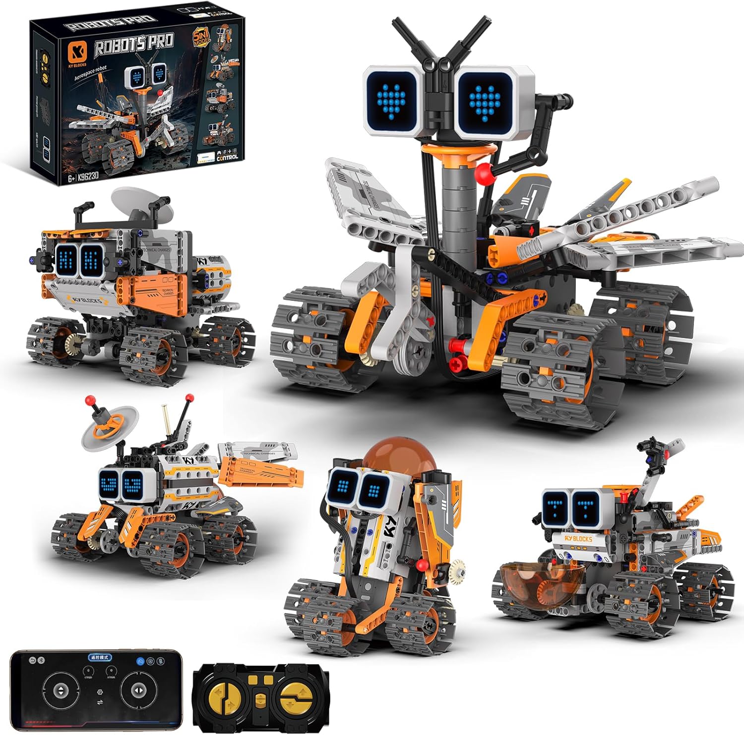 STEM Robotics Kit for Kids 8-12, APP & Remote Control Robot Building Kits | 5 in 1 RC & Programming Space Robot with