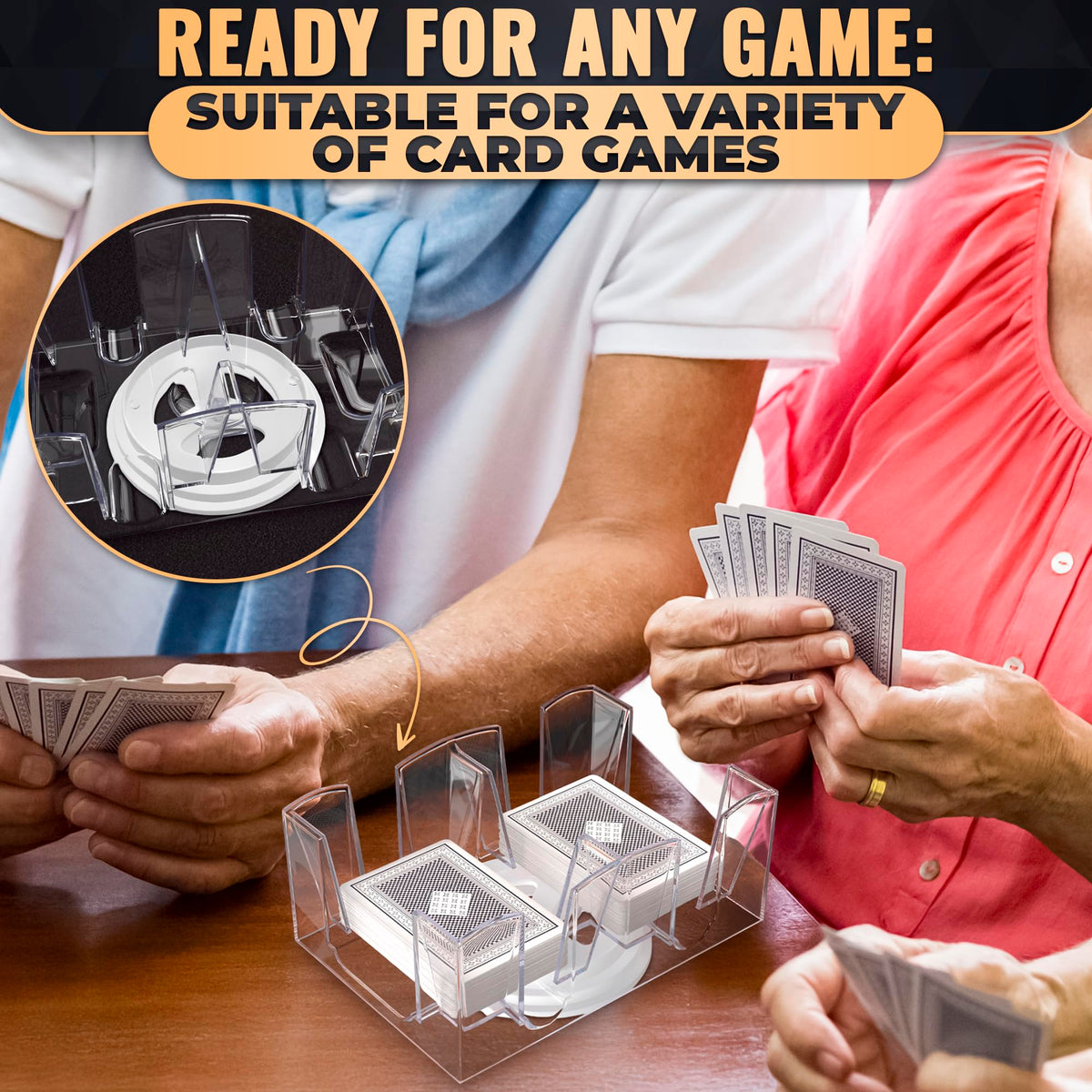 6 Deck Card Holders for Playing Cards, Canasta Card Holder, 7.2 in