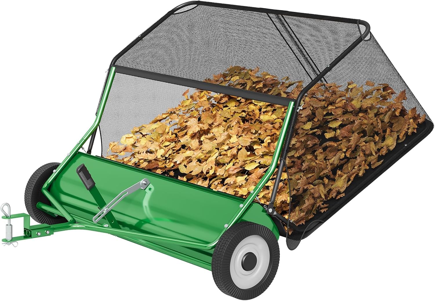 48" Tow Behind Lawn Sweeper, Pull Behind Leaf & Grass Collector for Tractor