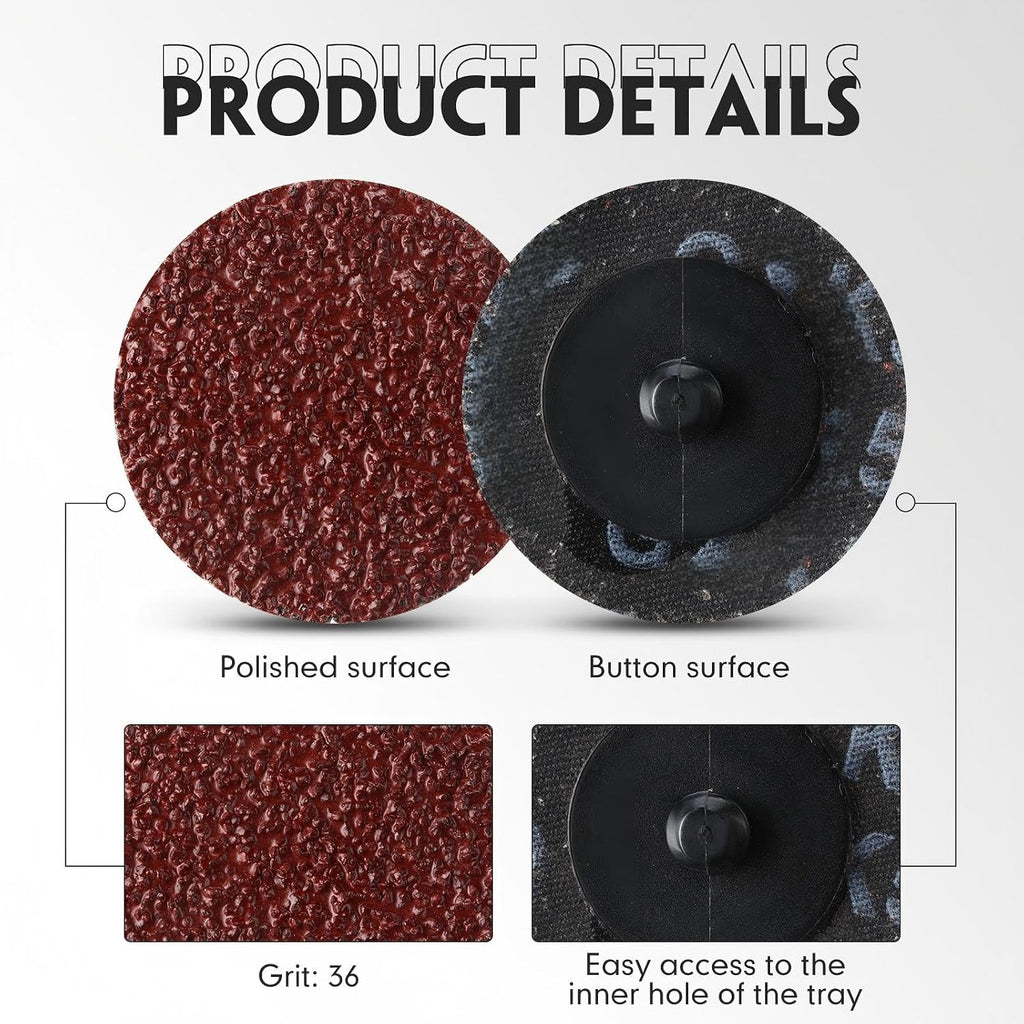 Newwiee 150 Pcs 2 Inch Sanding Discs 36 Grit, Fast Change Type