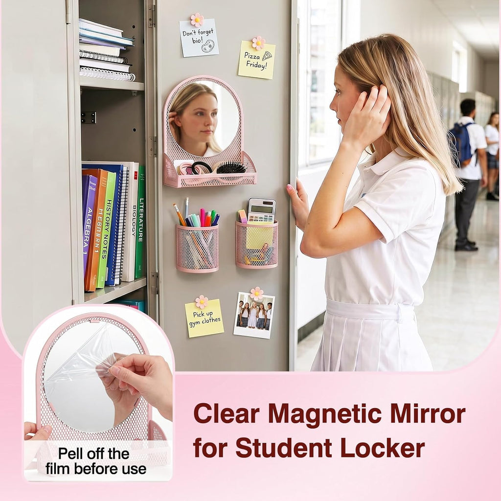 Locker Accessories for Girls, School Supplies Lockers Decor | locker decor accessories Includes magnetic mesh mirror