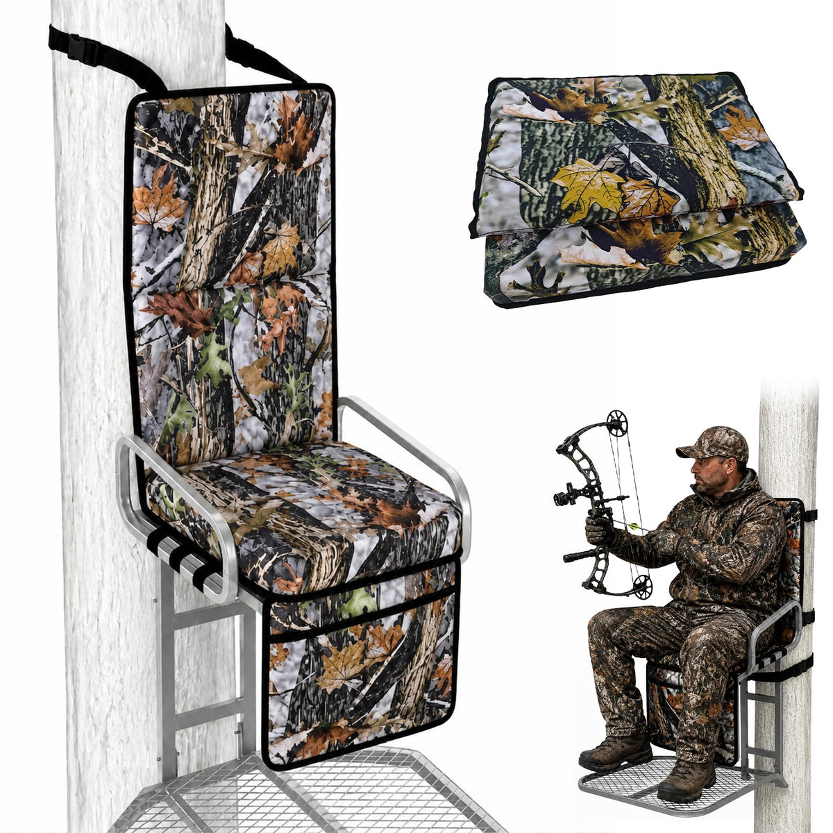 Tree Stand Seat Replacement with Storage Pocket&Adjustable Straps