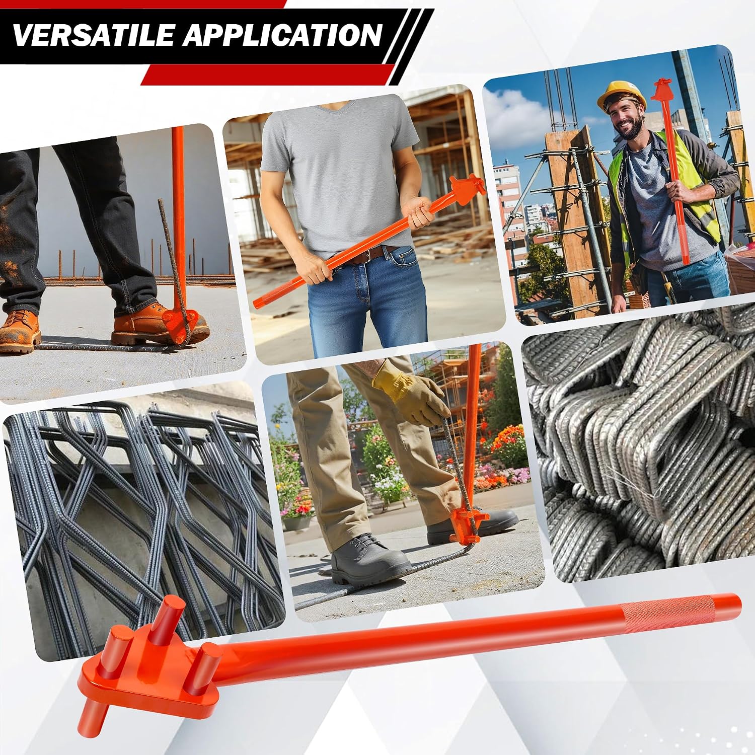 Manual Rebar Bender for Flat Steel and Steel Rod, Hand Operated Metal Bending Tool with Reverse Head, 5/8 Inch Capacity