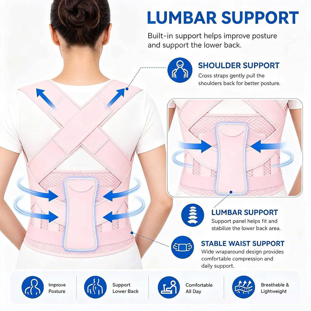 Posture Corrector for Women and Men Shoulder Back Brace (Pink, Medium)