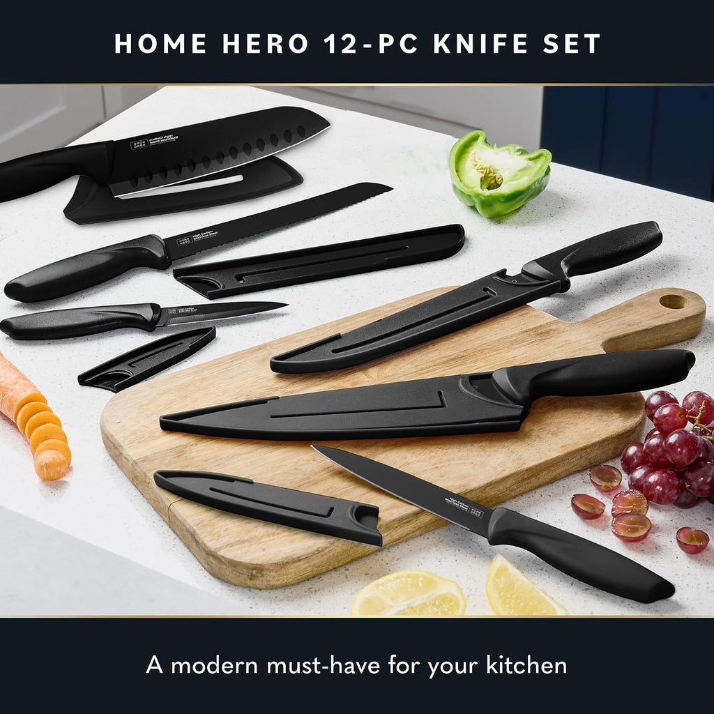 High Carbon Stainless Steel Knife Set - Chef Knife Set Precision Slicing & Versatility - Nonstick Ceramic Coated