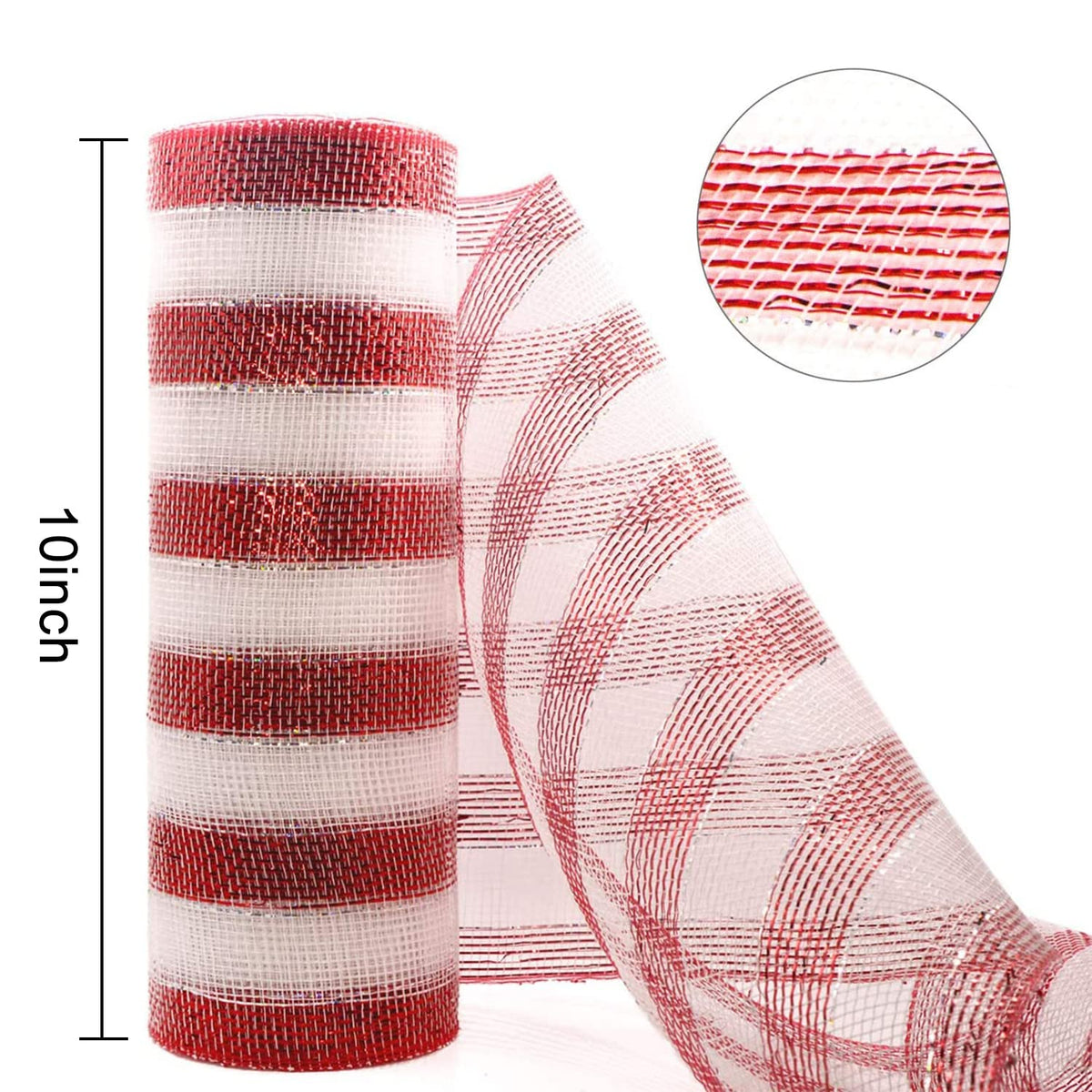 4 Rolls Christmas Deco Mesh Ribbon -10" x 30ft Metallic Poly Mesh Rolls