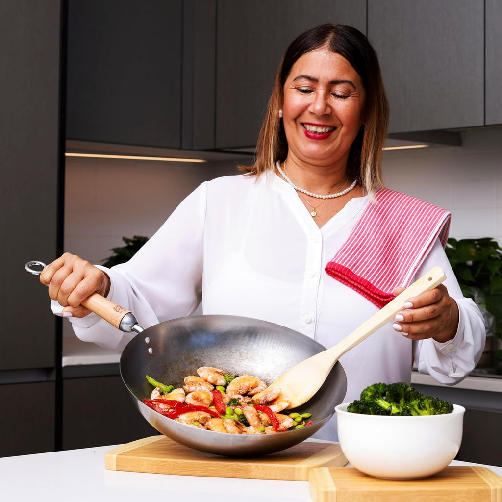Classic Series 12-Inch Carbon Steel Stir Fry Pan with Birch Handle
