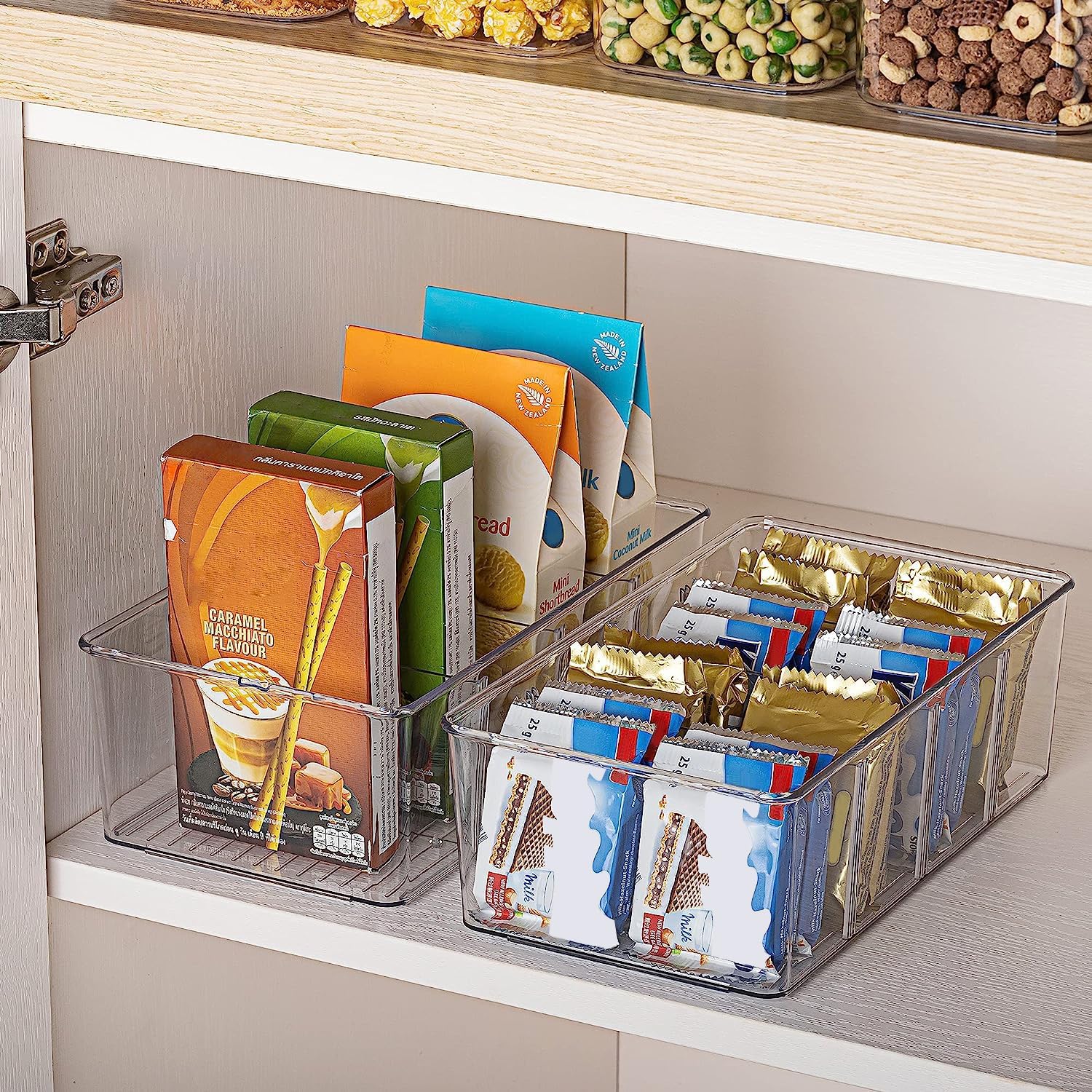 8 Pack Food Storage Organizer Bins, Clear Plastic Bins for Pantry, Kitchen, Fridge, Cabinet Organization and Storage