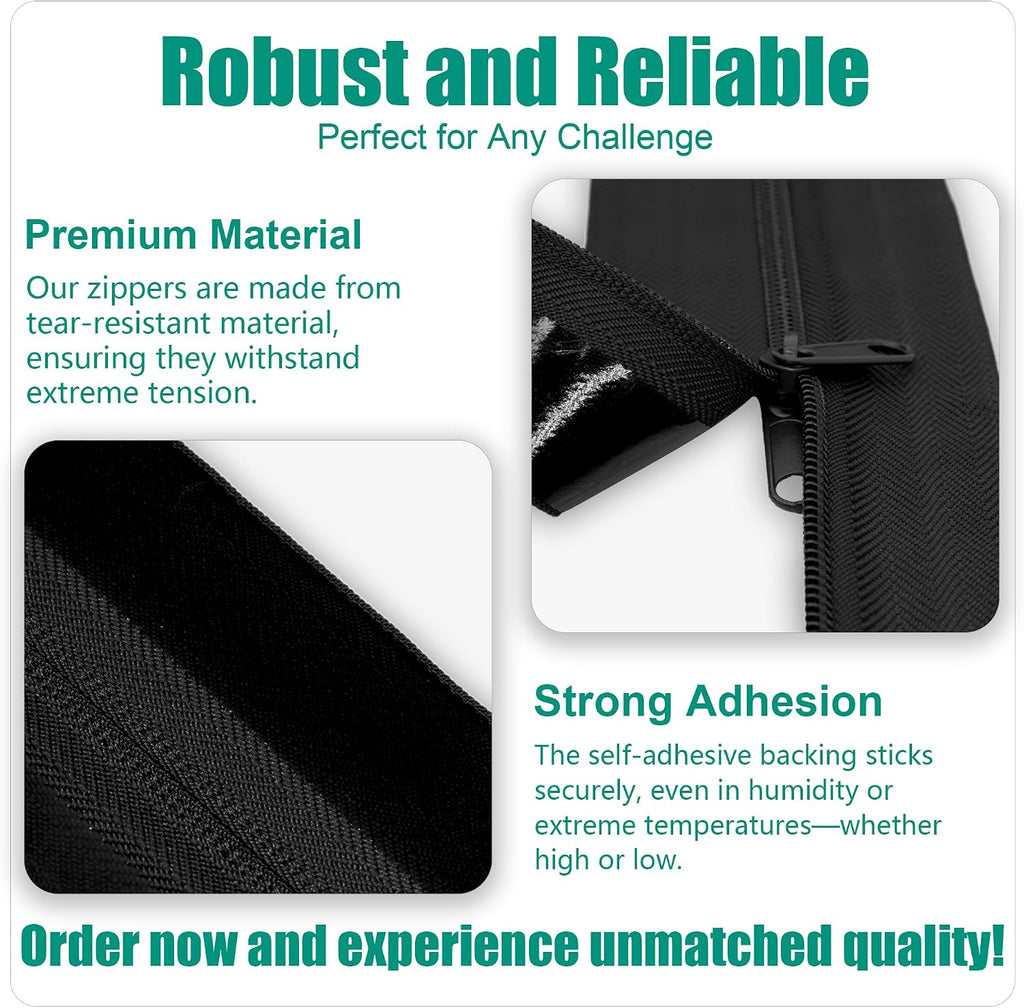 Heavy Duty Peel & Stick Self Adhesive Zipper for Plastic Sheeting