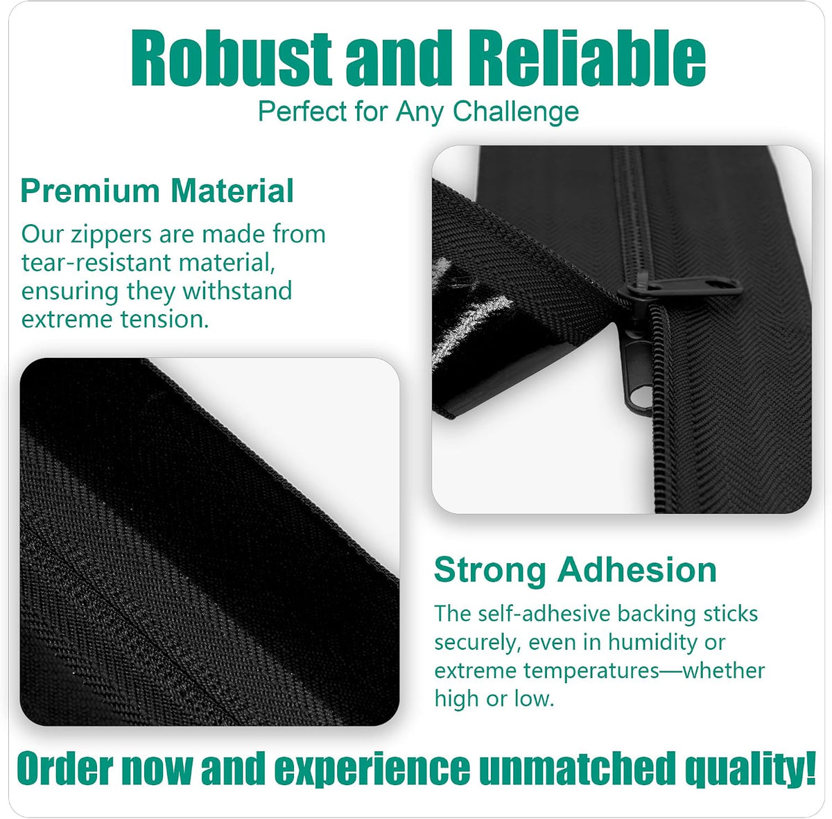 Heavy Duty Peel & Stick Self Adhesive Zipper for Plastic Sheeting