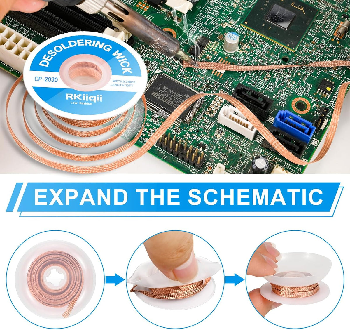 3PCS Solder Wick Braid with Flux, Upgraded Desoldering Wick, 3 Sizes