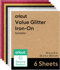Value Glitter Iron On, Sampler Pack (10in x 12in, 6 Sheets) | HTV Heat Transfer Vinyl