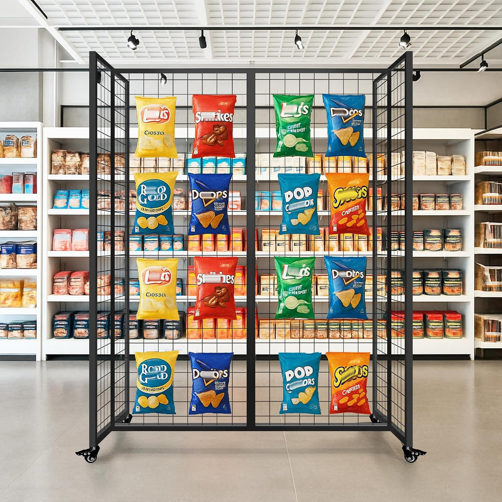 Grid Wall Panels, Grid Wall with Wheels,4x5.5Ft Gridwall Panel Display Stand,Sturdy Art Display Panels, Grid Display