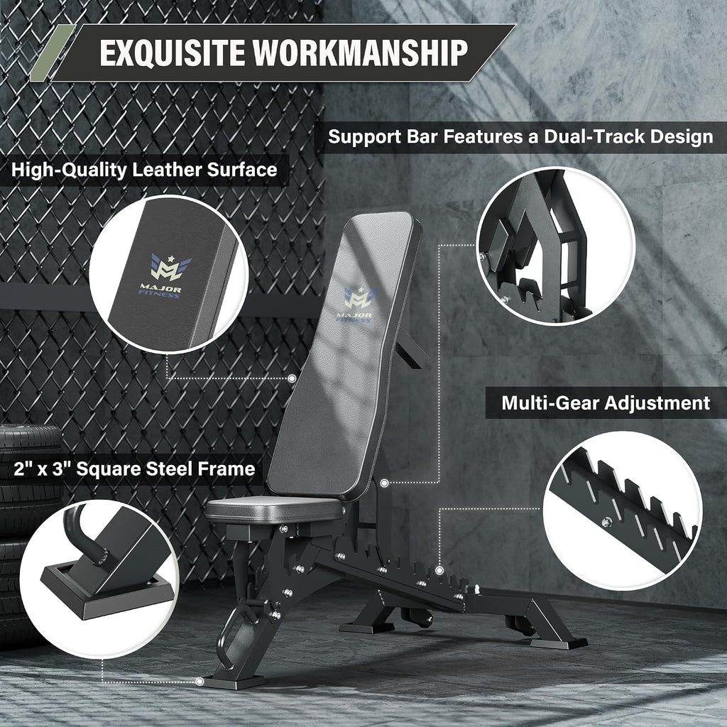 Weight Bench, Adjustable Workout Bench for Strength Training, Bench Press, and Full-Body Workouts for Home Garage Gym