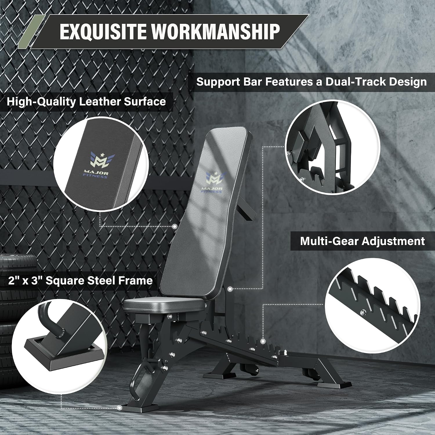 Weight Bench, Adjustable Workout Bench for Strength Training, Bench Press, and Full-Body Workouts for Home Garage Gym