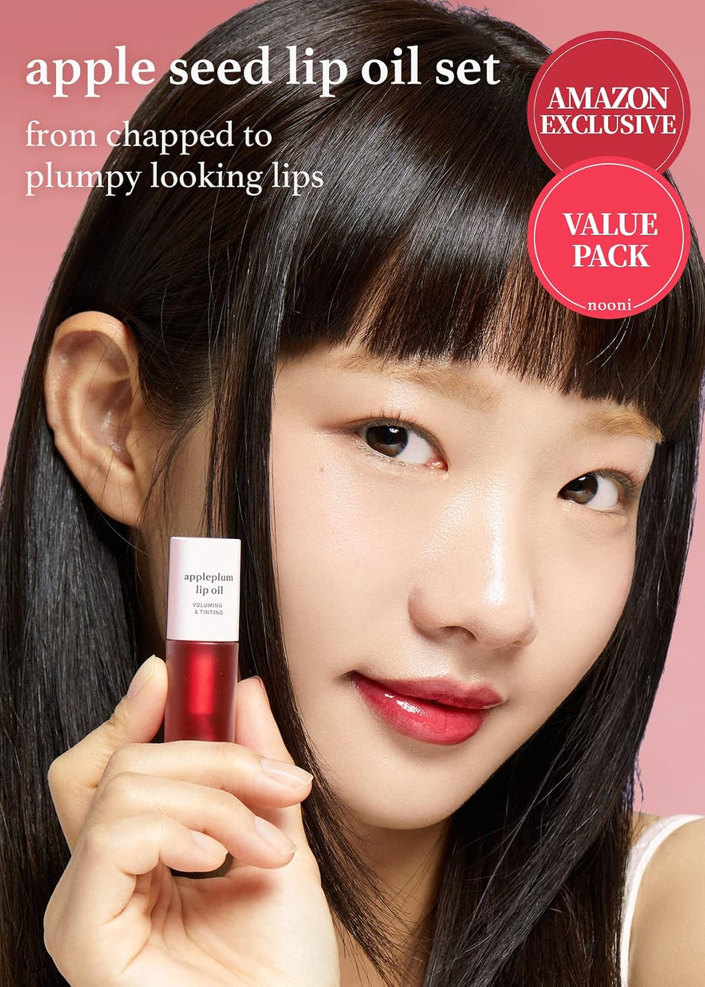 Korean Lip Oil Set - Appleberry & Appleplum - Plumping Tinted Gloss | 24HR Hydration, Moisturizing Lip Oil, Natural
