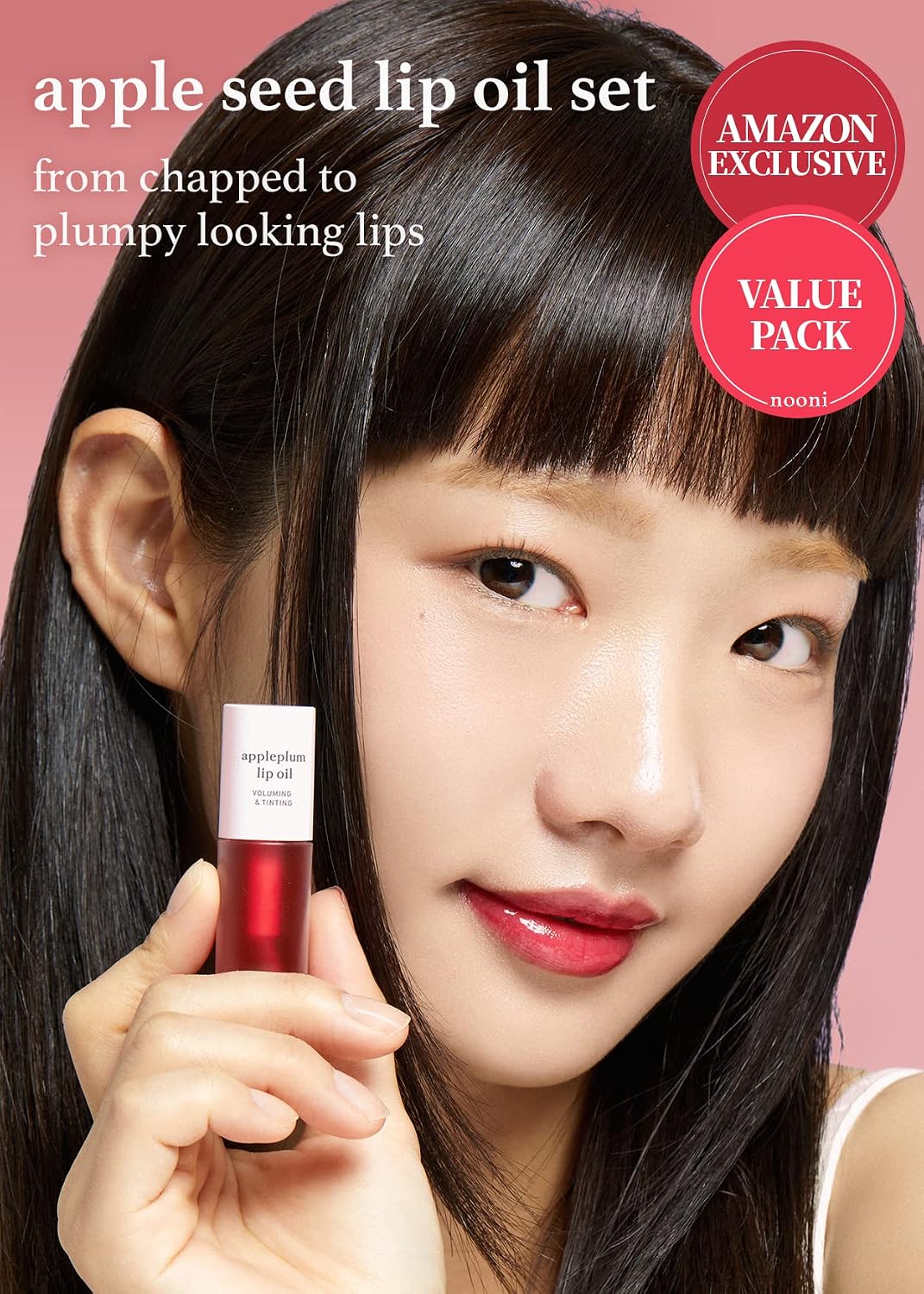Korean Lip Oil Set - Appleberry & Appleplum - Plumping Tinted Gloss | 24HR Hydration, Moisturizing Lip Oil, Natural