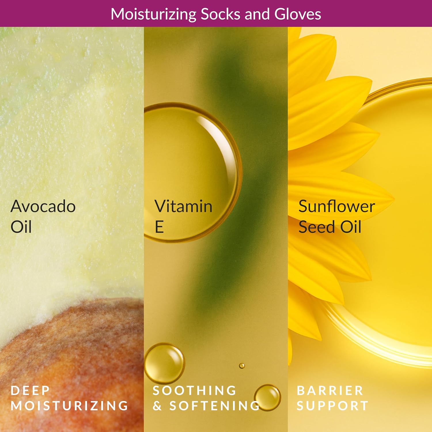 Moisturizing Foot Mask 6 Pairs, Soften with Sunflower Seed Oil & Vitamin E, Deep Moisturizing Socks for Dry, Cracked