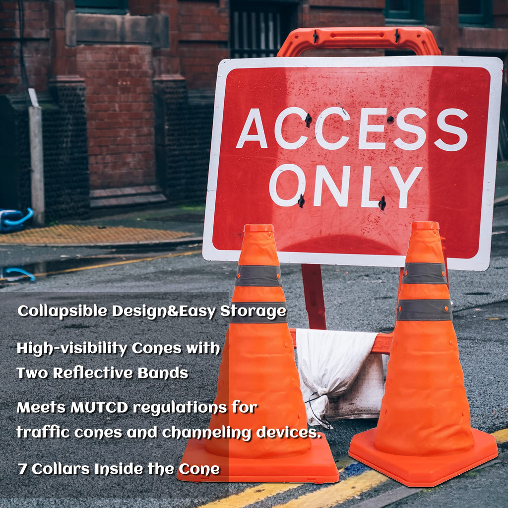 4 Pack 20 inch Collapsible Traffic Cones Pop up Reflective