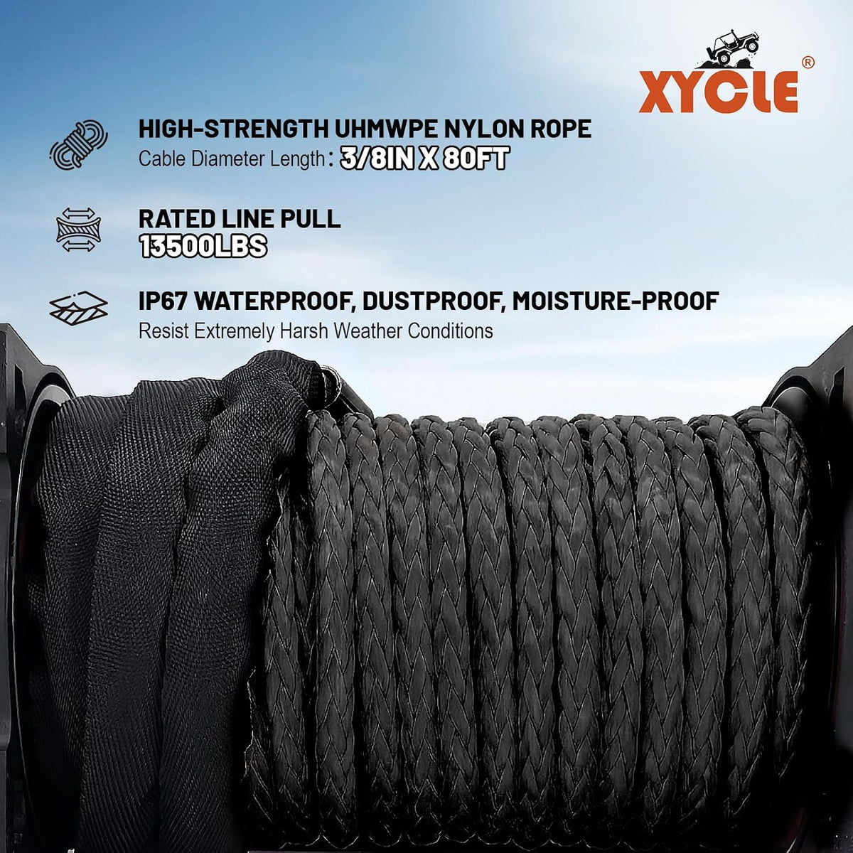 Winch13500lbs 12V Waterproof Electric Winch Synthetic Rope Truck Winch Towing Winch Boat Trailer Winch SUV 4-Wheel