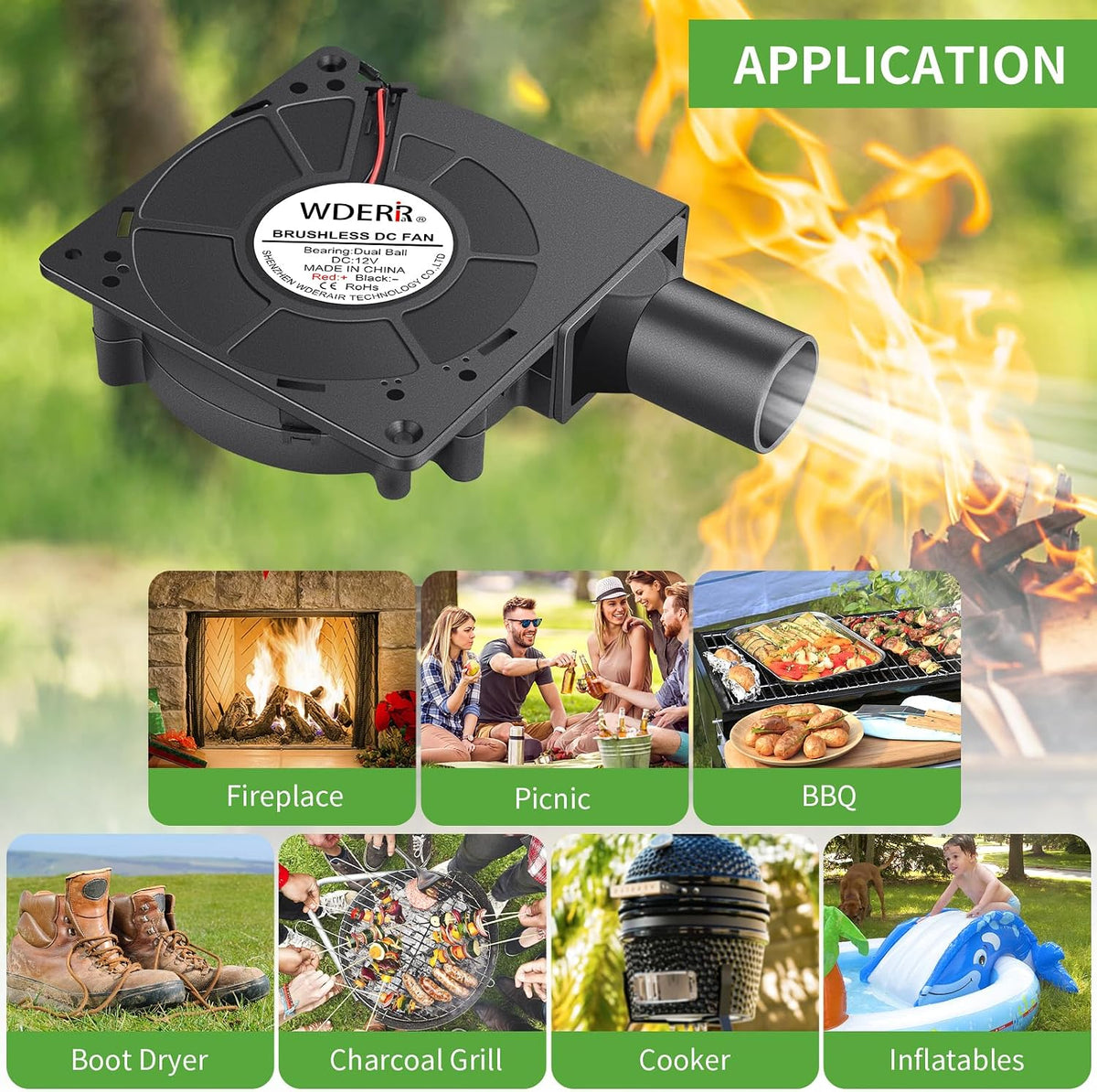 120mm Squirrel Cage 12V Electric Blower Fan with Speed Controller