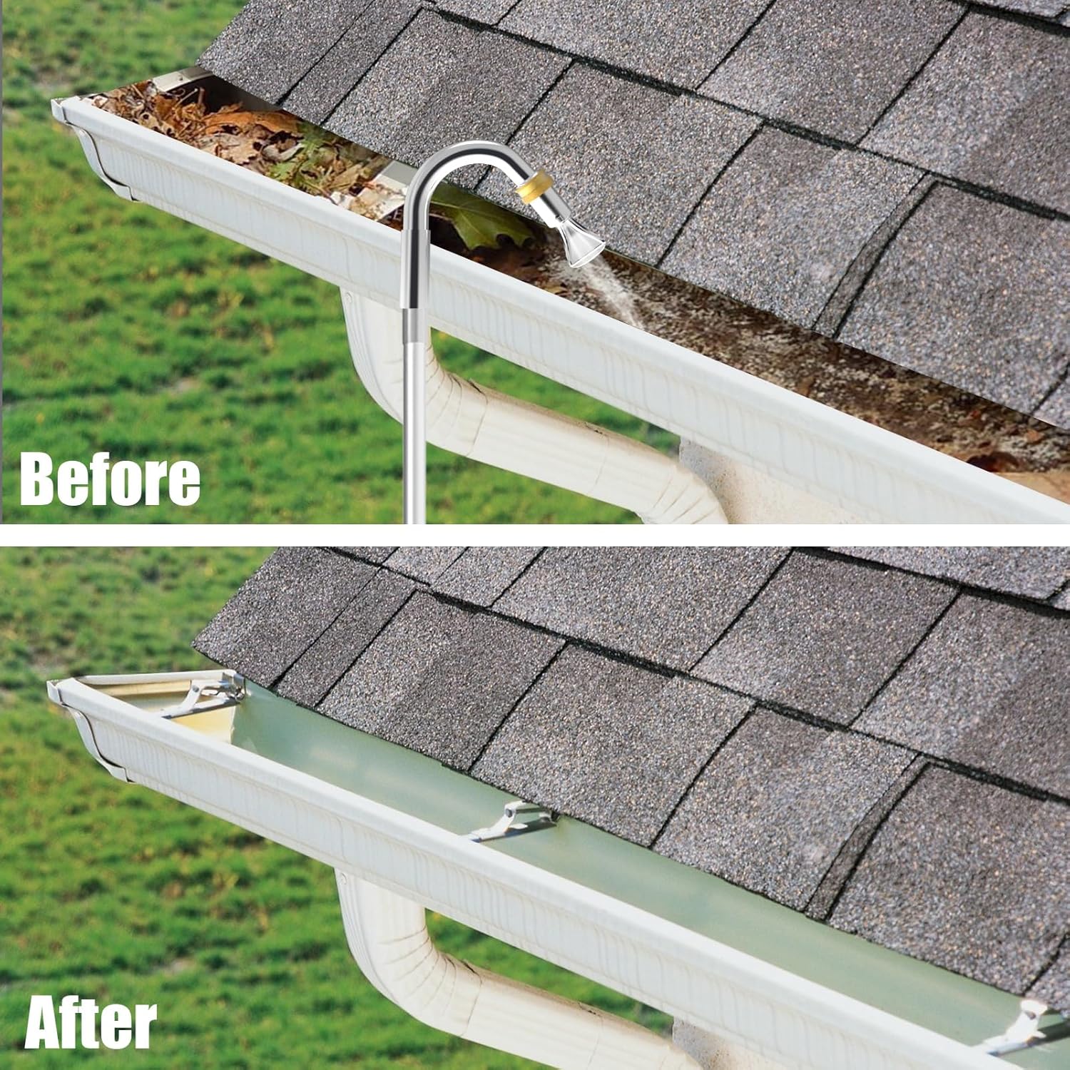 Gutter Cleaning Tools from The Ground, 20FT Reach Telescoping Gutter Cleaner Tool, Rain Gutters Cleaning Wand with