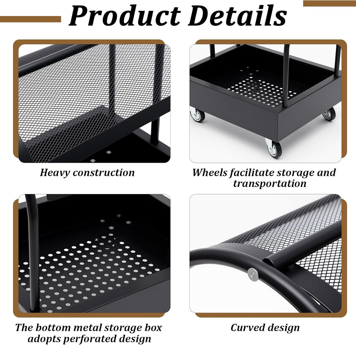 Metal Rolling Saddle Rack Cart with Basket Storage, 360° Wheels