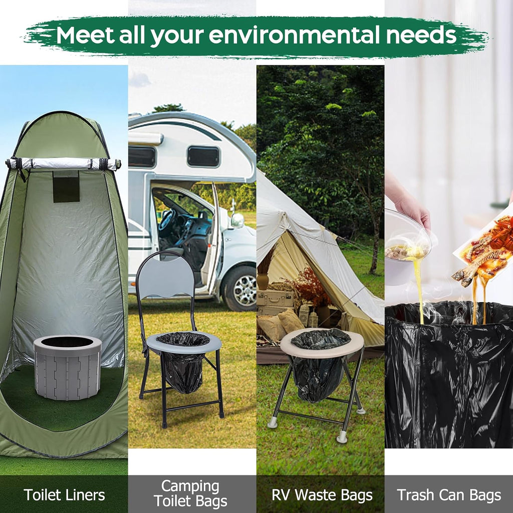 120 Portable Camping Toilet Bags, Biodegradable Compostable 5-8 Gallon | Emergency Camp Potty Poop Bags, Thickened