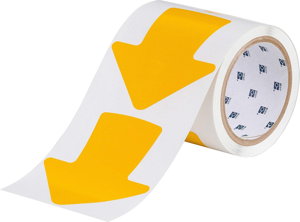 121048 Nonabrasive Arrow Shape Floor Marking Tape, 4" Width, Yellow (Pack of 100 per Roll)