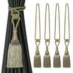 4 Pack Tassel Curtain Tiebacks Handmade Holdbacks (Dark Beige)