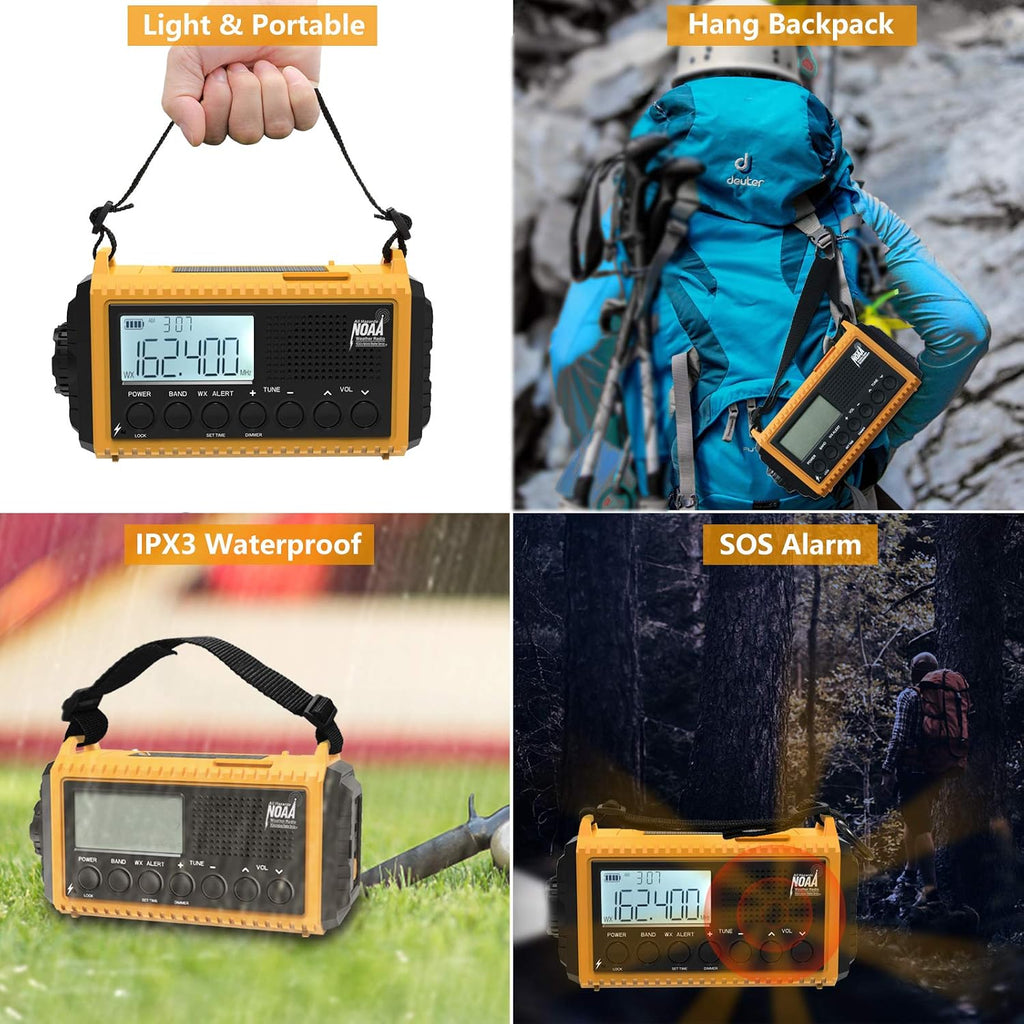 Emergency Radio, 5000mAh/18500mWh Weather Radio, Solar Hand Crank Radio with AM/FM/SW/NOAA Alert, Cell Phone Charger