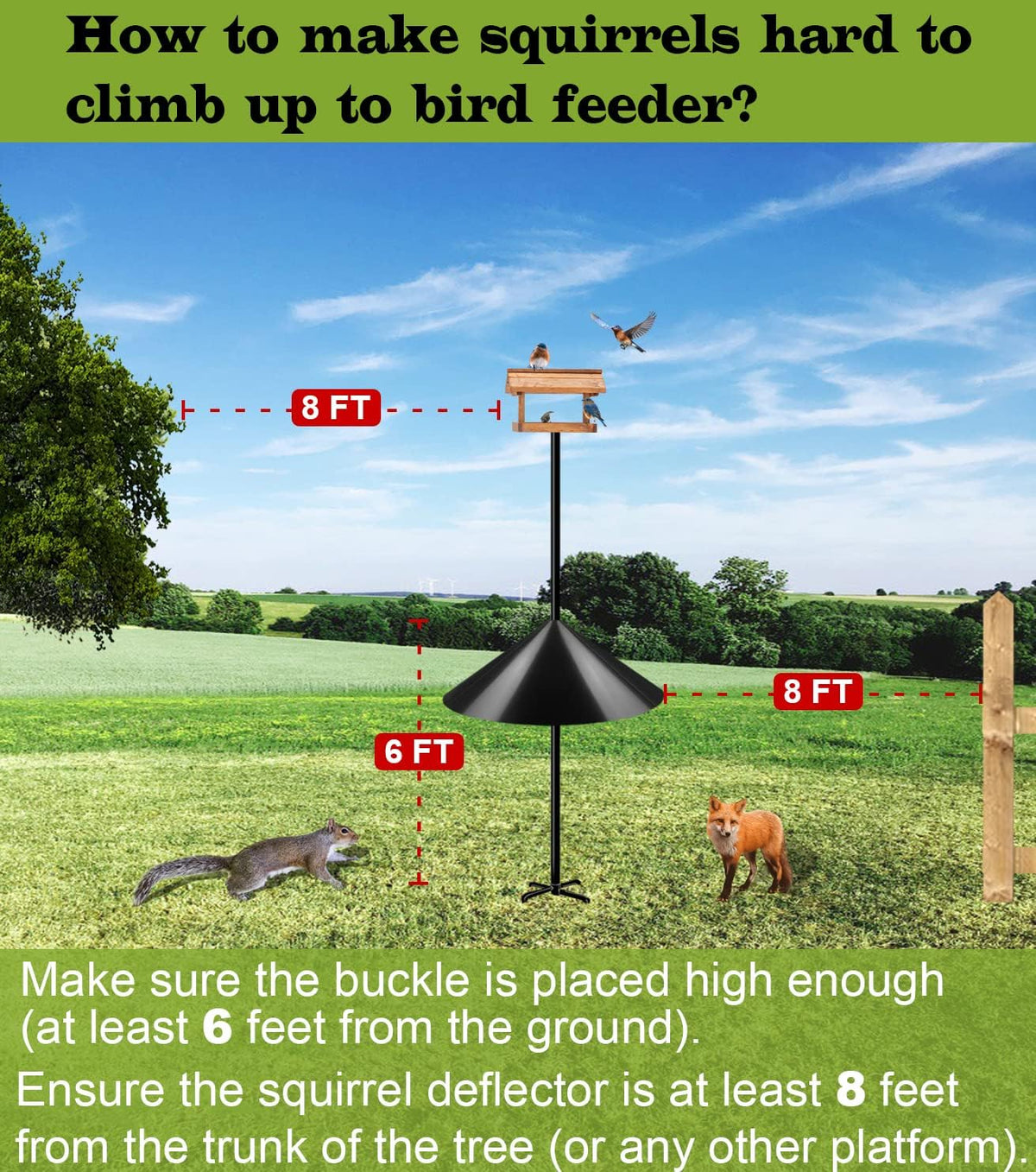 19 Inch Wide Squirrel Baffle for Bird Feeder Pole, Outside Pole Mount Stopper & Bird House Guard for Outdoor