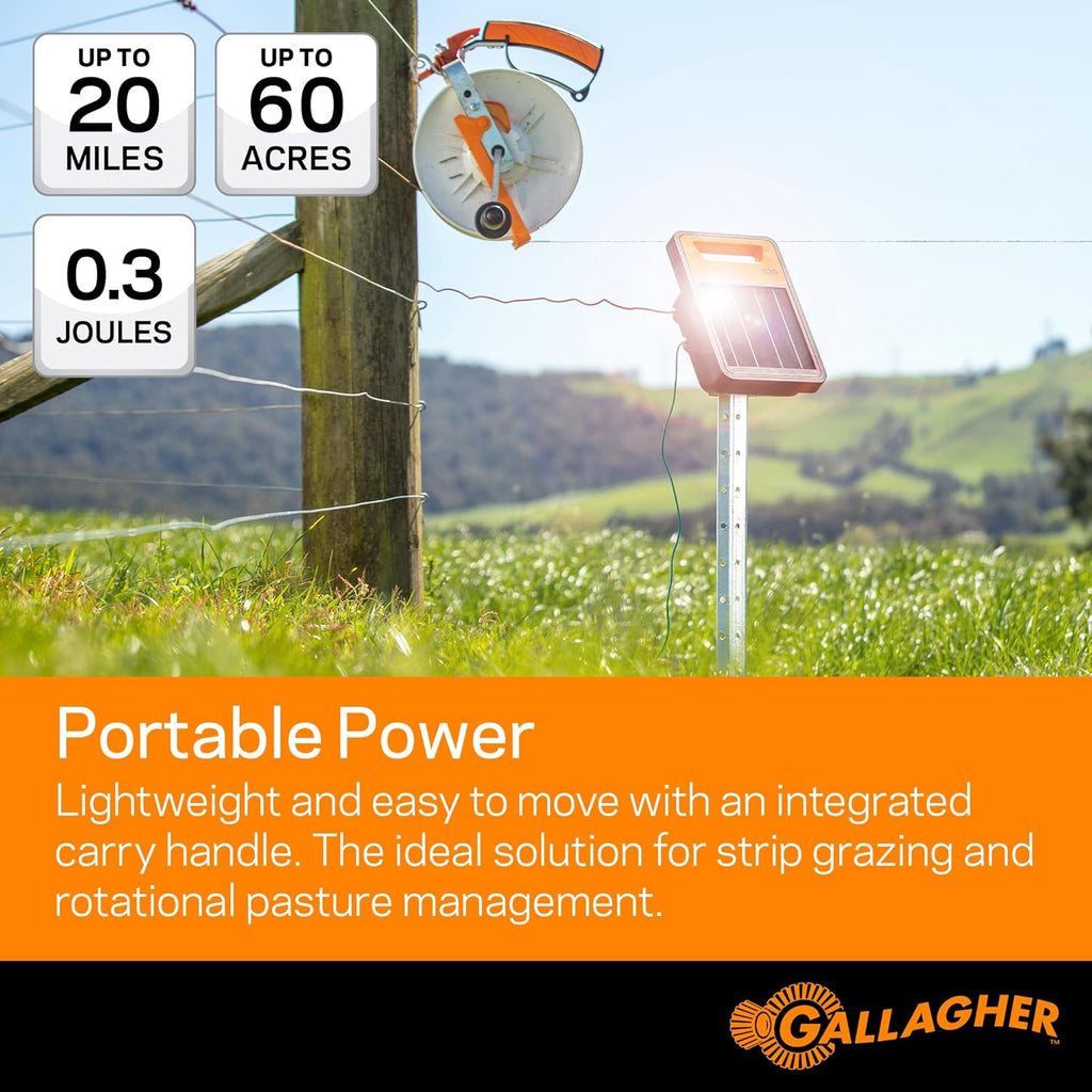 S30 Solar Electric Fence Charger | Solar Fence Energizer for Cattle, Horses, Goats, Small Pastures, Predator Control