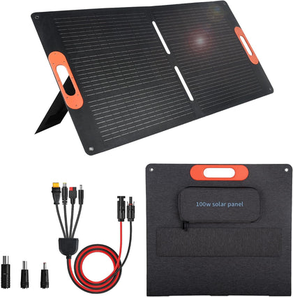100W Portable Solar Panel for Power Station Generator,100 Watt Foldable Solar Panel Charger with MC4 Output,3-in-1 DC